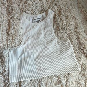 SIZE SMALL GARAGE WHITE RIBBED HIGH NECK TANK